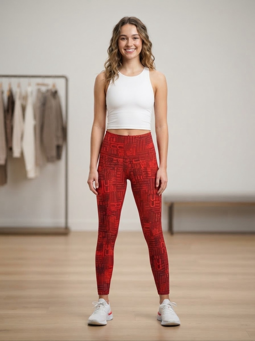lululemon athletica Red Patterned High-Rise Leggings, size 2